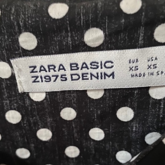 Zara Basic Women’s Black & White Polka Dot Off Shoulder Top - Size XS - Picture 4 of 5